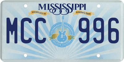 MS license plate MCC996