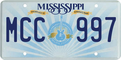MS license plate MCC997