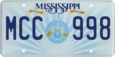MS license plate MCC998