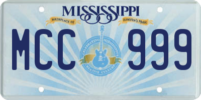 MS license plate MCC999