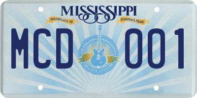 MS license plate MCD001