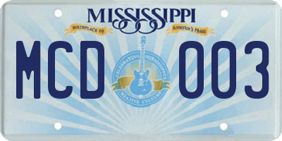 MS license plate MCD003