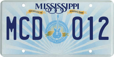 MS license plate MCD012