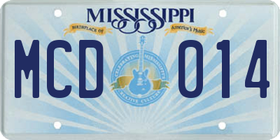 MS license plate MCD014