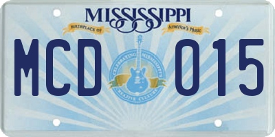 MS license plate MCD015