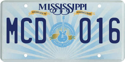 MS license plate MCD016