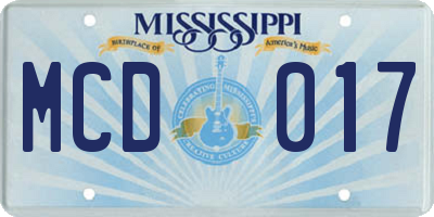 MS license plate MCD017