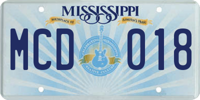 MS license plate MCD018