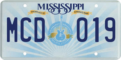 MS license plate MCD019