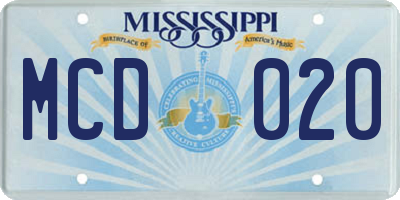 MS license plate MCD020