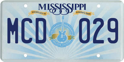 MS license plate MCD029