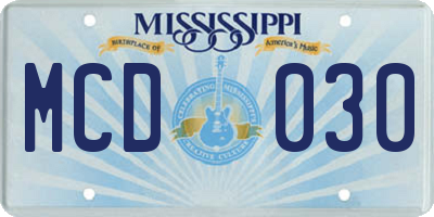 MS license plate MCD030