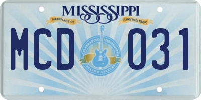 MS license plate MCD031