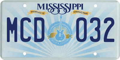 MS license plate MCD032