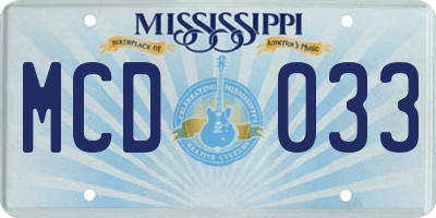 MS license plate MCD033