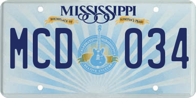 MS license plate MCD034
