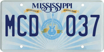 MS license plate MCD037
