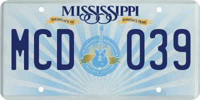 MS license plate MCD039