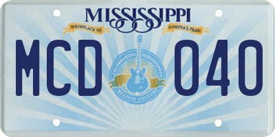 MS license plate MCD040