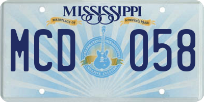 MS license plate MCD058