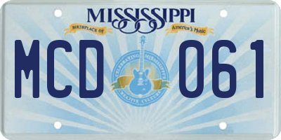 MS license plate MCD061