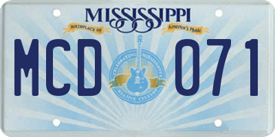 MS license plate MCD071