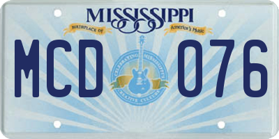 MS license plate MCD076