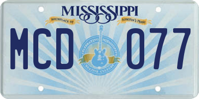 MS license plate MCD077