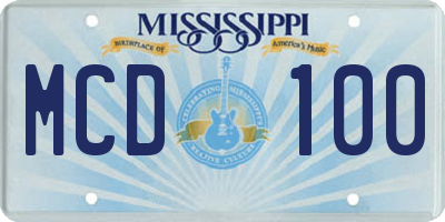 MS license plate MCD100