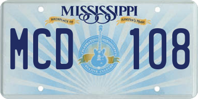 MS license plate MCD108