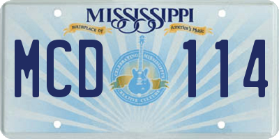 MS license plate MCD114