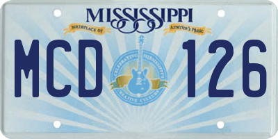 MS license plate MCD126