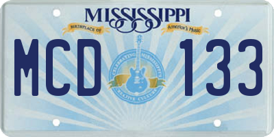 MS license plate MCD133