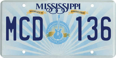 MS license plate MCD136
