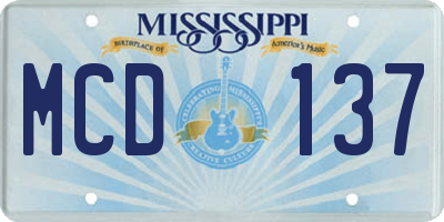 MS license plate MCD137