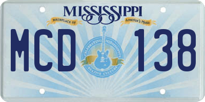 MS license plate MCD138