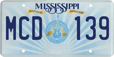 MS license plate MCD139