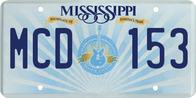 MS license plate MCD153