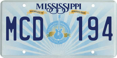 MS license plate MCD194