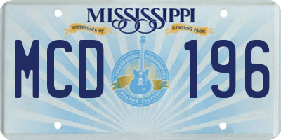 MS license plate MCD196