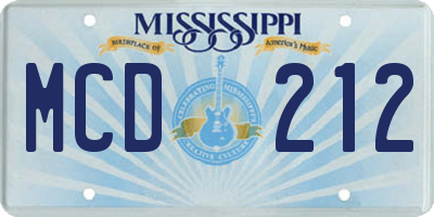 MS license plate MCD212