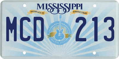 MS license plate MCD213