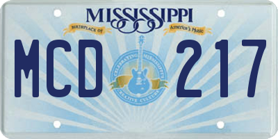 MS license plate MCD217