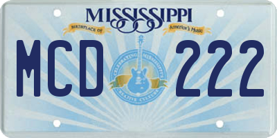 MS license plate MCD222