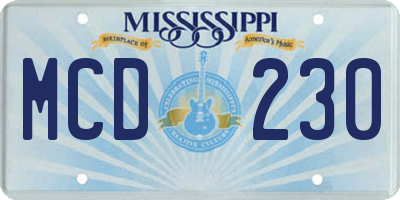 MS license plate MCD230