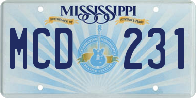 MS license plate MCD231