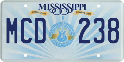 MS license plate MCD238