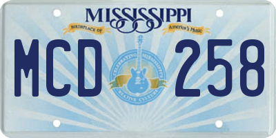 MS license plate MCD258