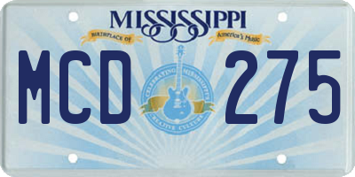 MS license plate MCD275