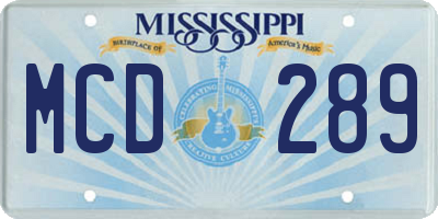 MS license plate MCD289